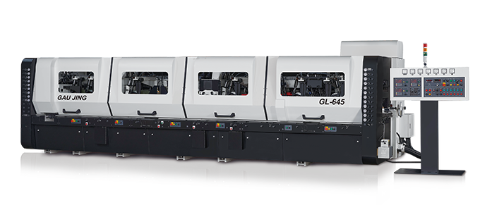 Gau Jing GL-645 four-sided planer moulder machine with multiple processing stations and a side control panel
