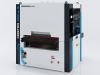 Baromak MOSTRO 1300 2U S industrial wide belt sanding machine with touchscreen panel and blue coiled air hose