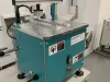 Teal HEP Glazing Bead End Profile Scribing Machine on a workbench, with warning labels and control buttons on the front panel.