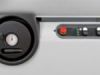 Robland Z400 panelsaw control panel with pressure gauge and red button switches on grey machine housing