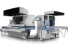 Soukup Wizard 3S CNC window machine with dual processing units, blue and grey industrial frame, and overhead extraction hoods