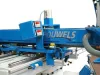 Pouwels DEF-50 stair making machine in blue with digital displays and precision rail guides