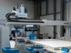 Soukup Pontec CNC machining centre with gantry bridge over a worktable in an industrial workshop